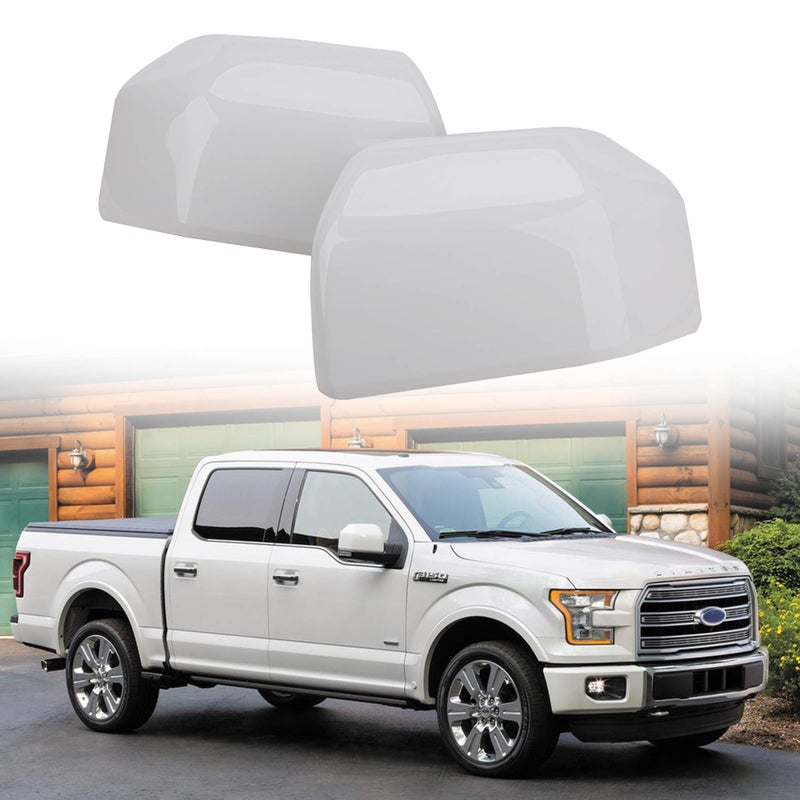 Tutor Auto Oxford White Mirror Cover Caps Compatible with Ford F150 2015 2016 2017 2018 2019 2020 Door Rear View Upgrade - Image 1